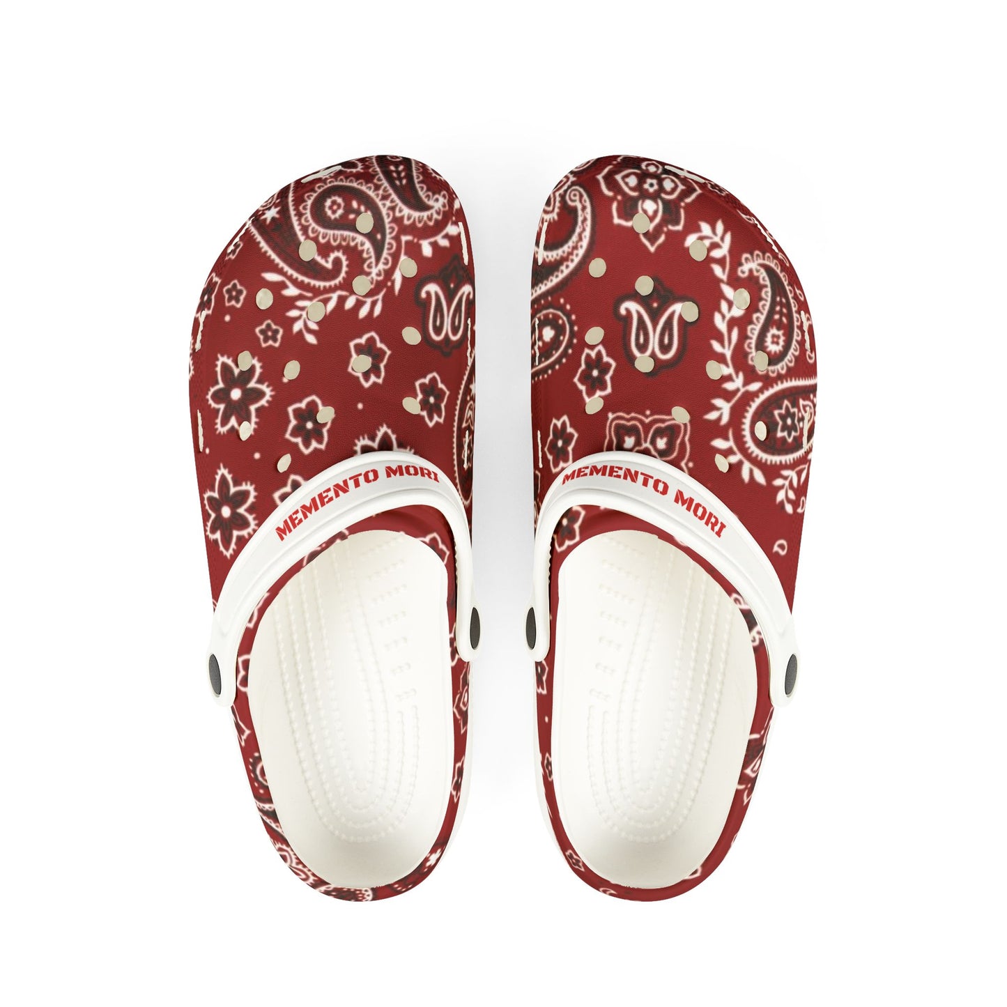 Red Paisley EVA Foam Rubber Shoes - Memento Mori Clothing