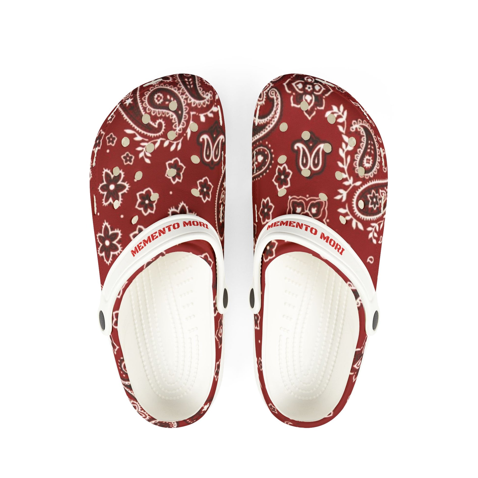 Red Paisley EVA Foam Rubber Shoes - Memento Mori Clothing
