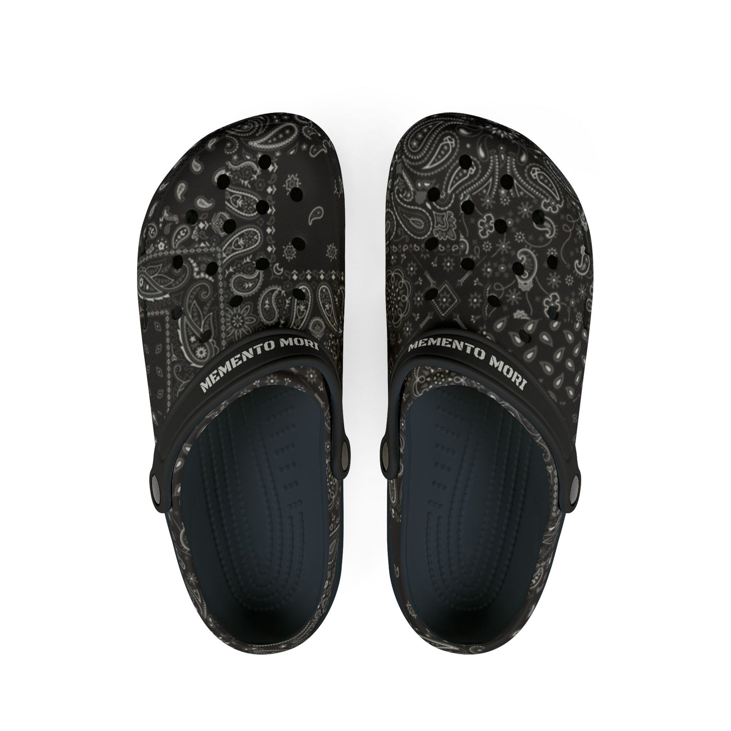 Black Paisley EVA Foam Rubber Shoes - Memento Mori Clothing