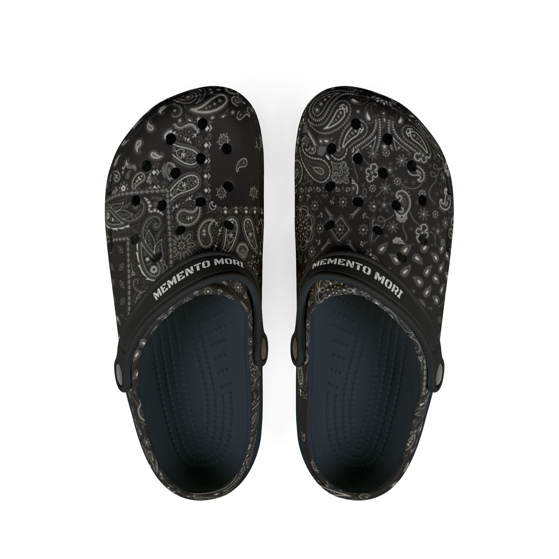 Black Paisley EVA Foam Rubber Shoes - Memento Mori Clothing