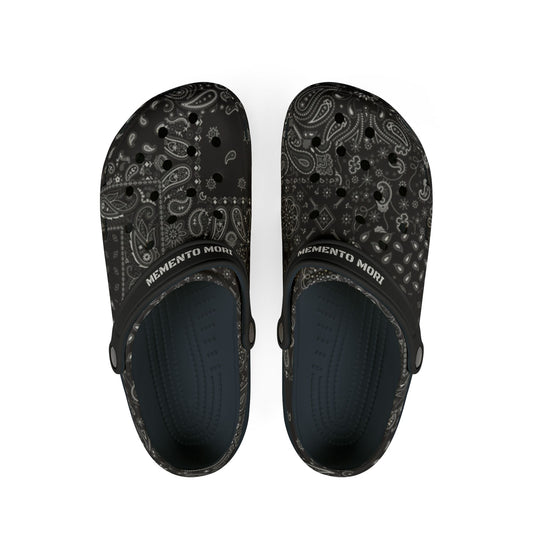 Black Paisley EVA Foam Rubber Shoes - Memento Mori Clothing