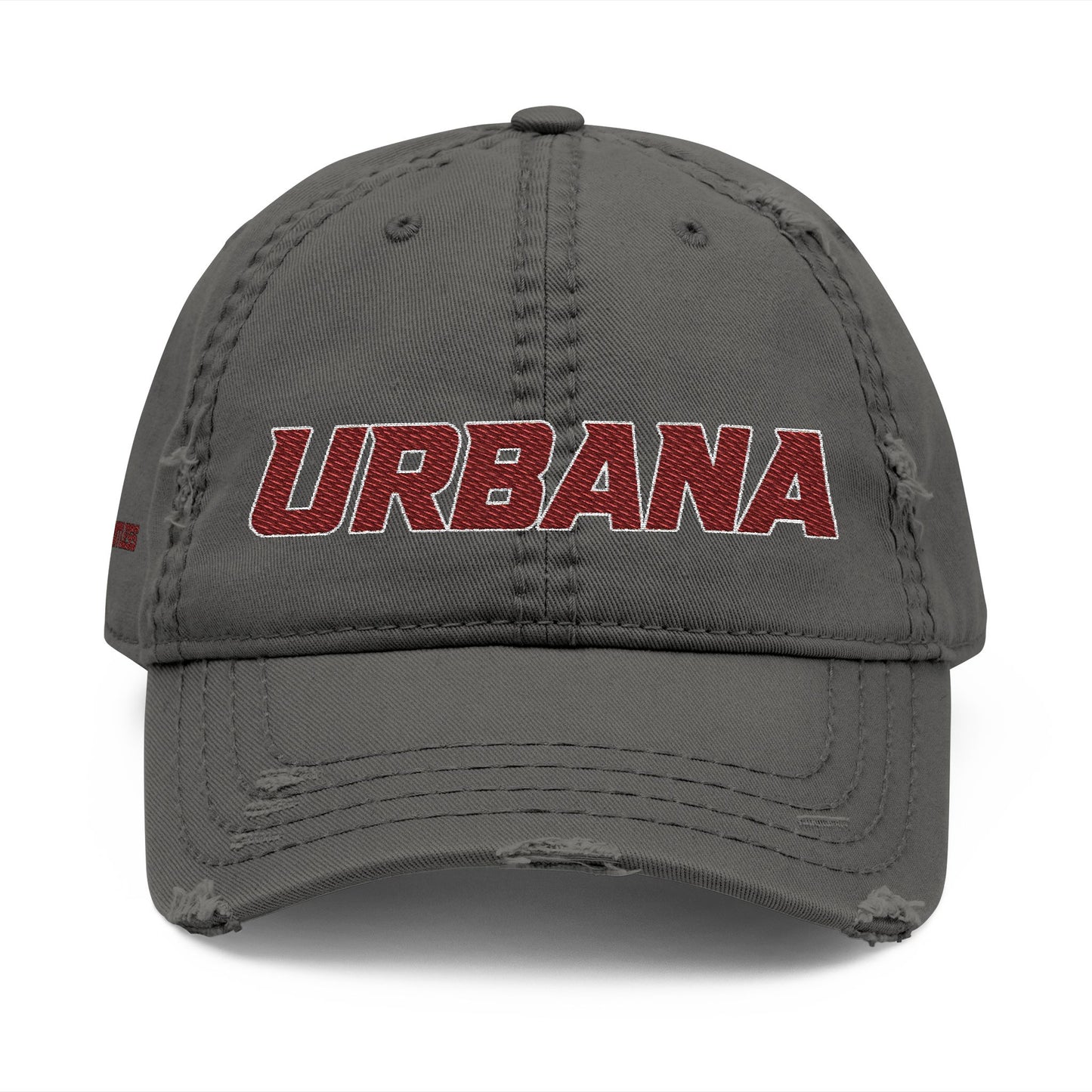 Urbana Distressed Embroidered Dad Hat — Vintage College Cap - Memento Mori Clothing