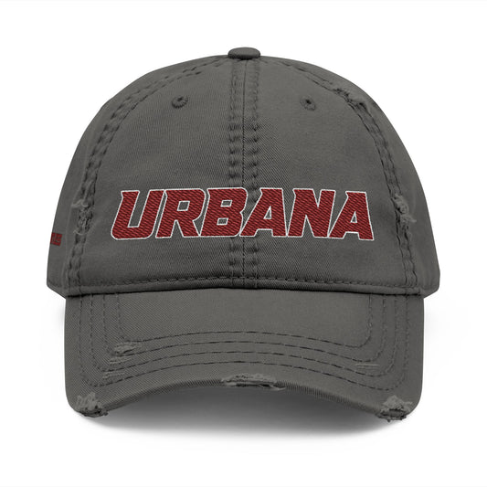 Urbana Distressed Embroidered Dad Hat — Vintage College Cap - Memento Mori Clothing