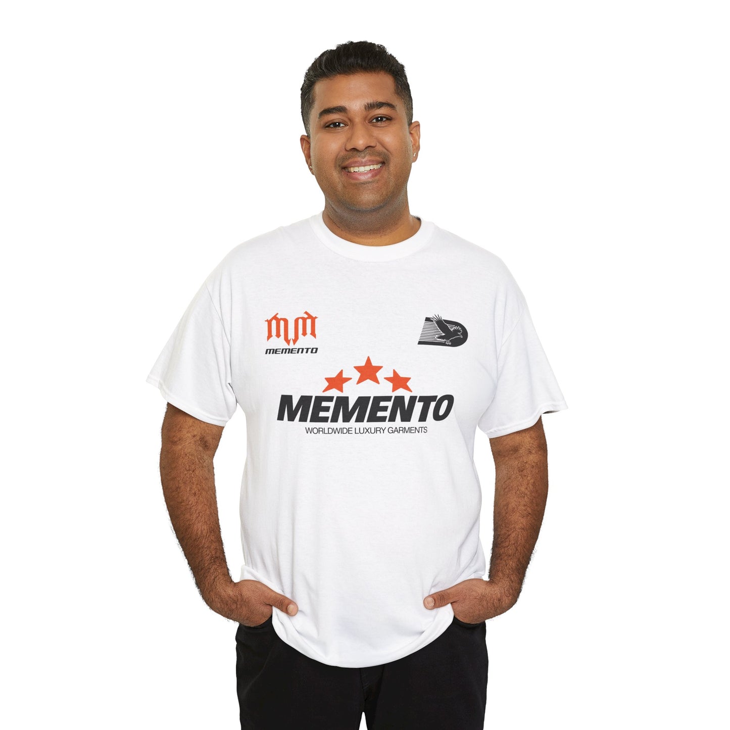 Memento Graphic Tee — Bold 3-Star Logo Cotton T-Shirt