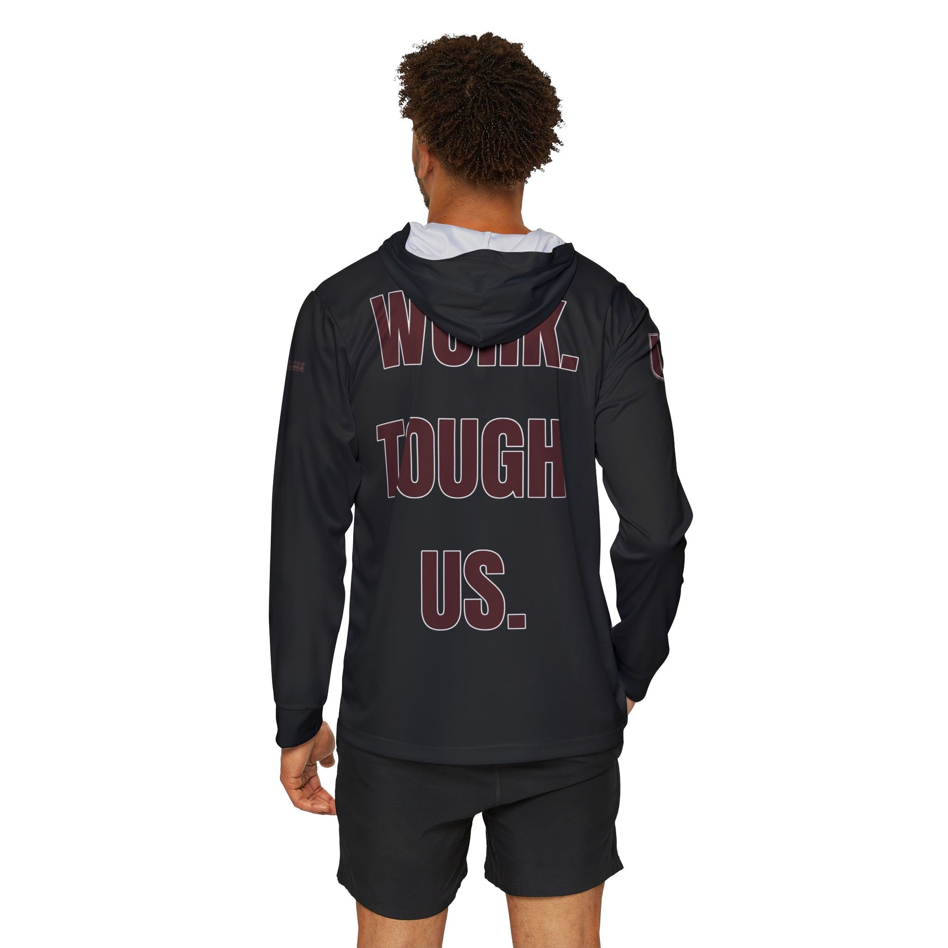 Urbana Script Sports Hoodie — 'Work. Tough. Us.' Athletic Warmup Top - Memento Mori Clothing