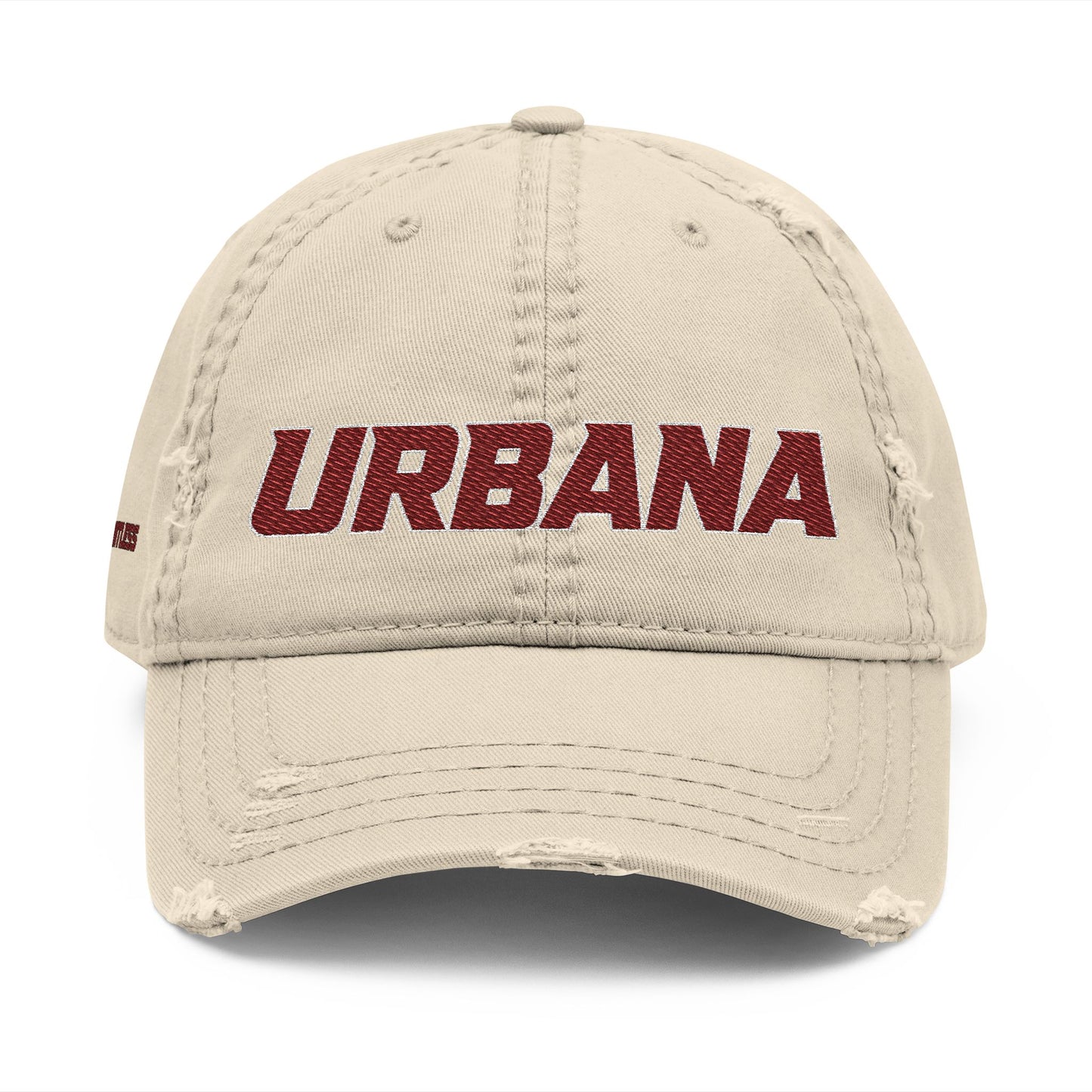 Urbana Distressed Embroidered Dad Hat — Vintage College Cap - Memento Mori Clothing