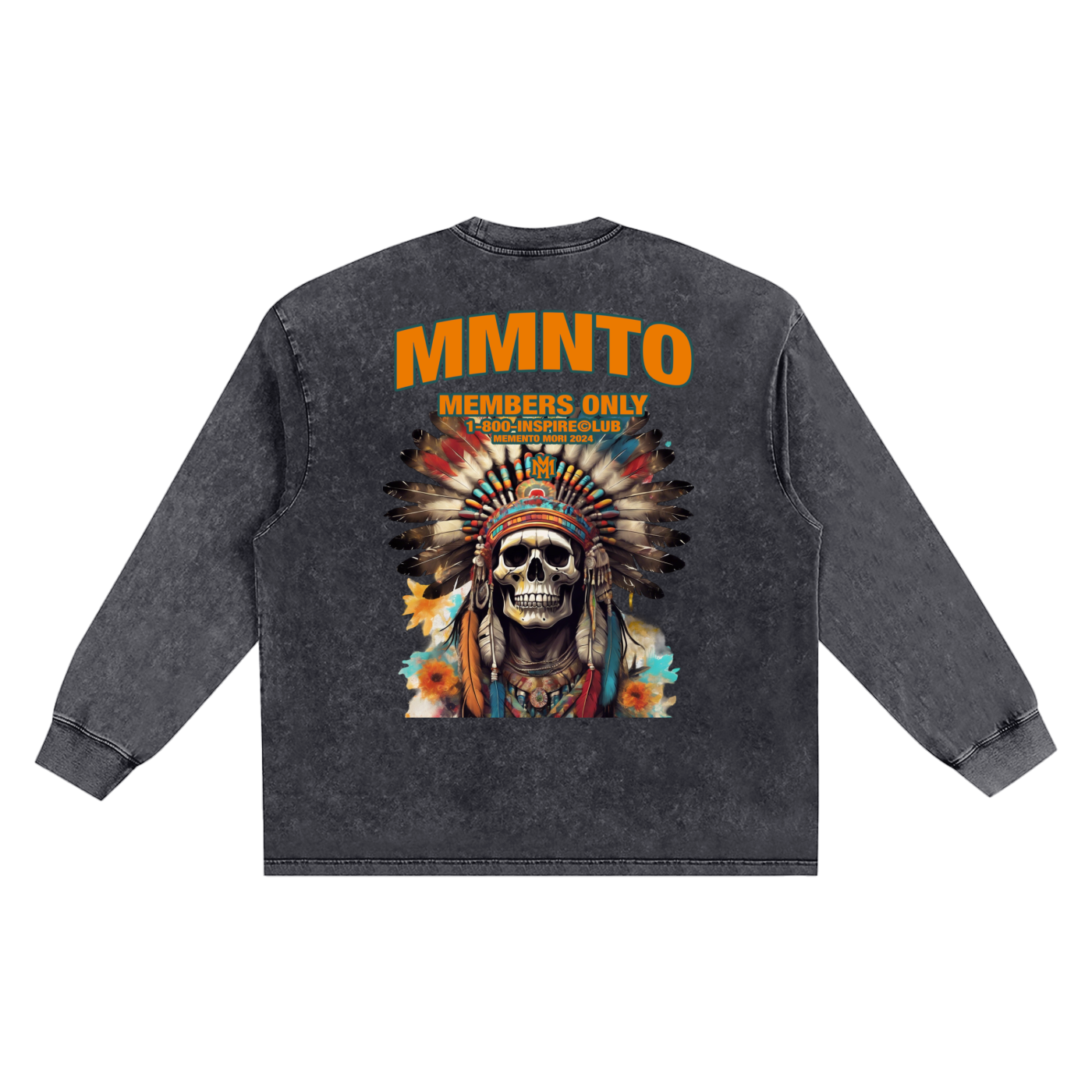 "CHIEF" Snow Washed Oversize Long Sleeve T-shirt - Memento Mori Clothing