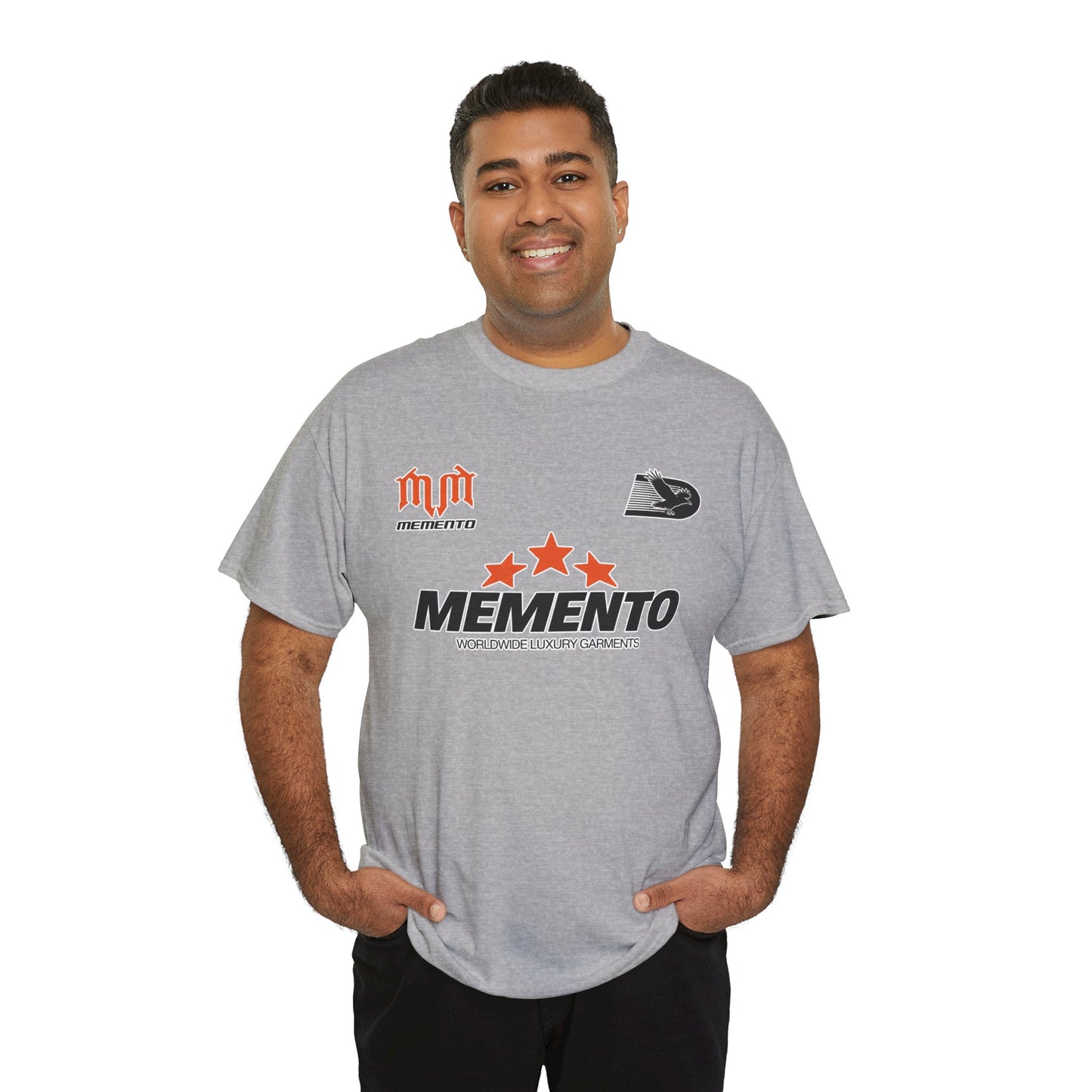 Memento Graphic Tee — Bold 3-Star Logo Cotton T-Shirt