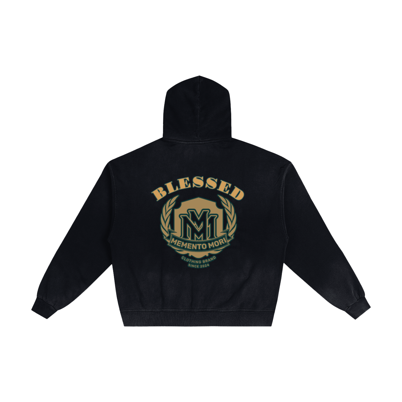 "BLESSED" Hand-Frayed Sunfade Zip Hoodie - Memento Mori Clothing