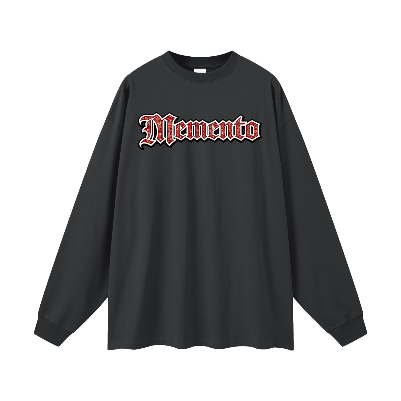 Red Paisley Logo Oversized Unisex Long Sleeve T-Shirt - Memento Mori Clothing