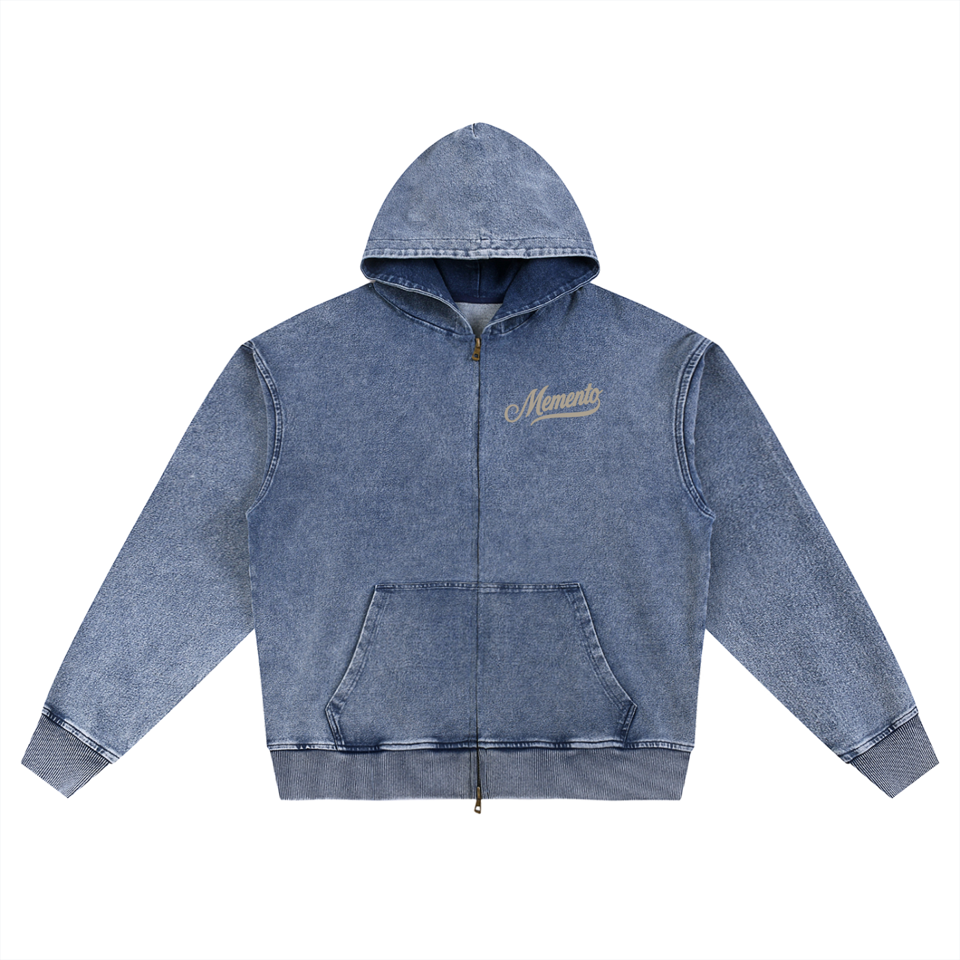 Snow Wash Oversized Zip-Up Hoodie - Memento Mori Clothing