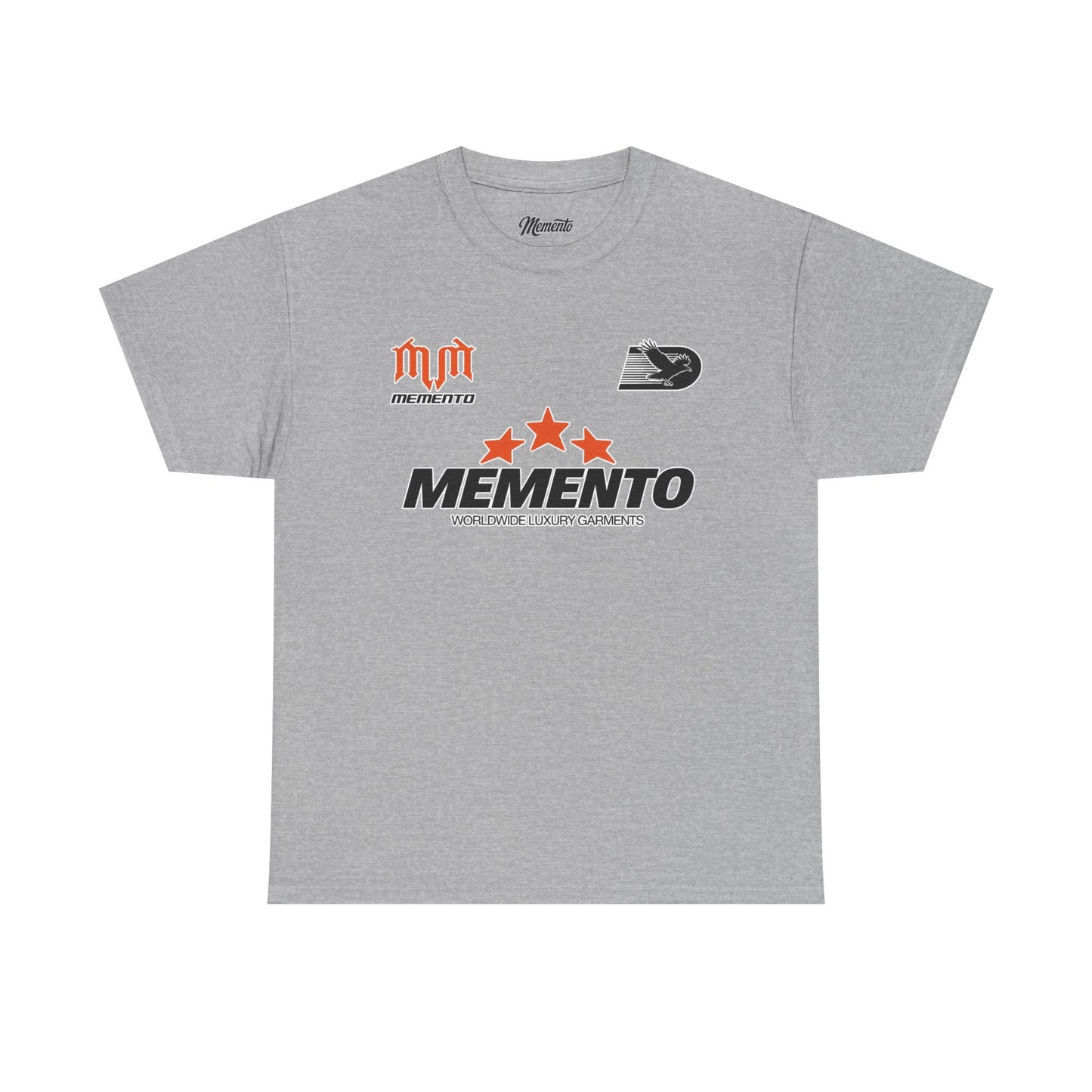 Memento Graphic Tee — Bold 3-Star Logo Cotton T-Shirt