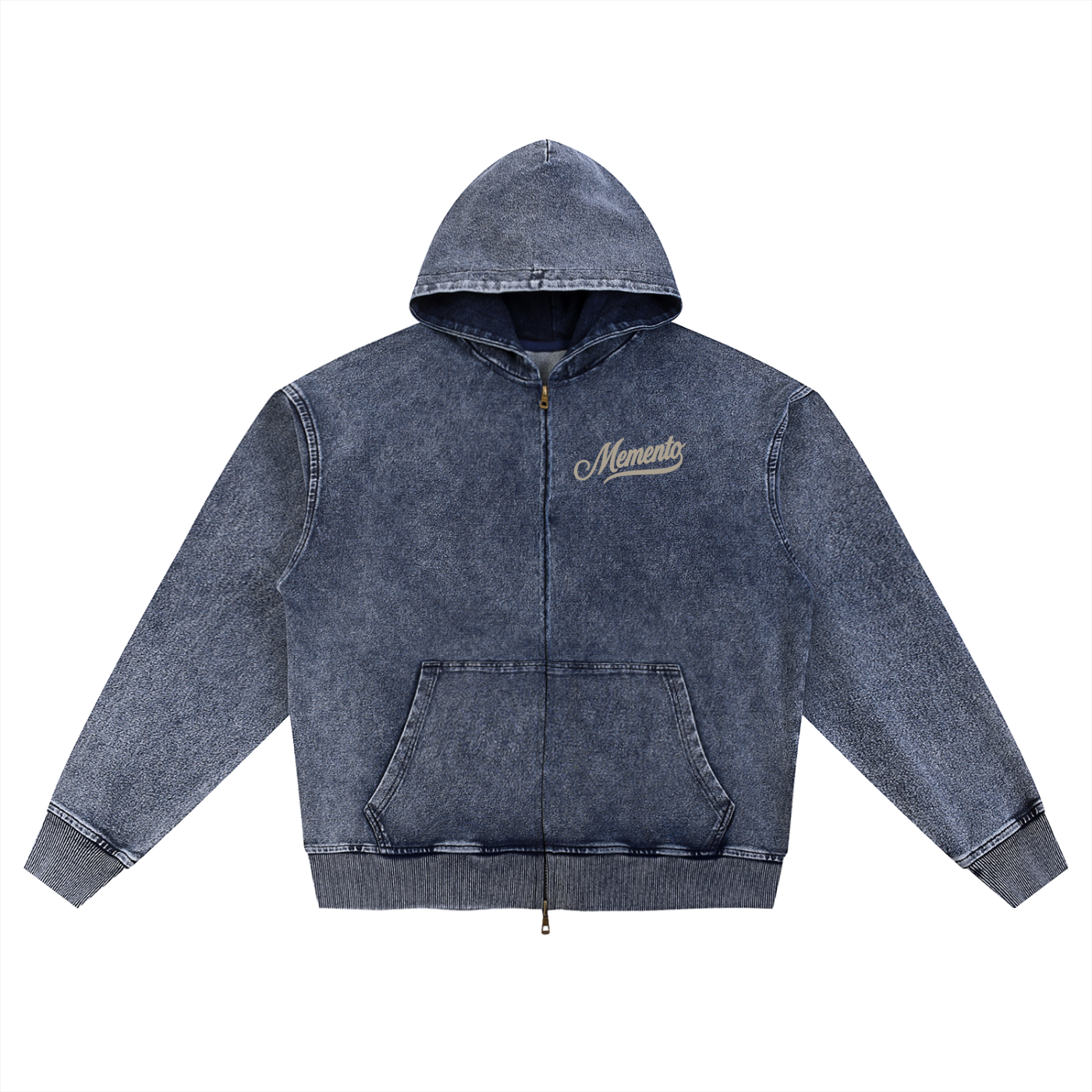 Snow Wash Oversized Zip-Up Hoodie - Memento Mori Clothing