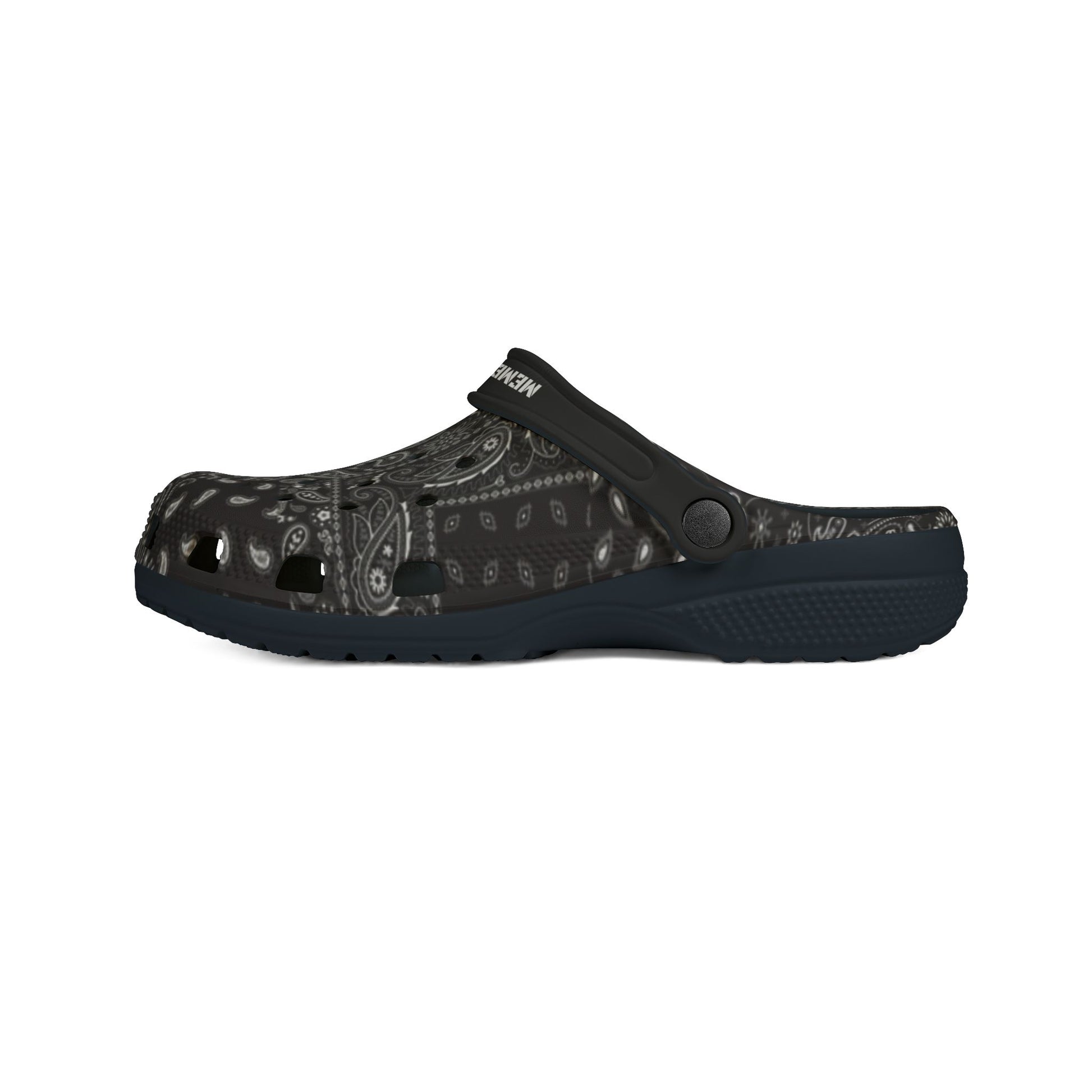 Black Paisley EVA Foam Rubber Shoes - Memento Mori Clothing