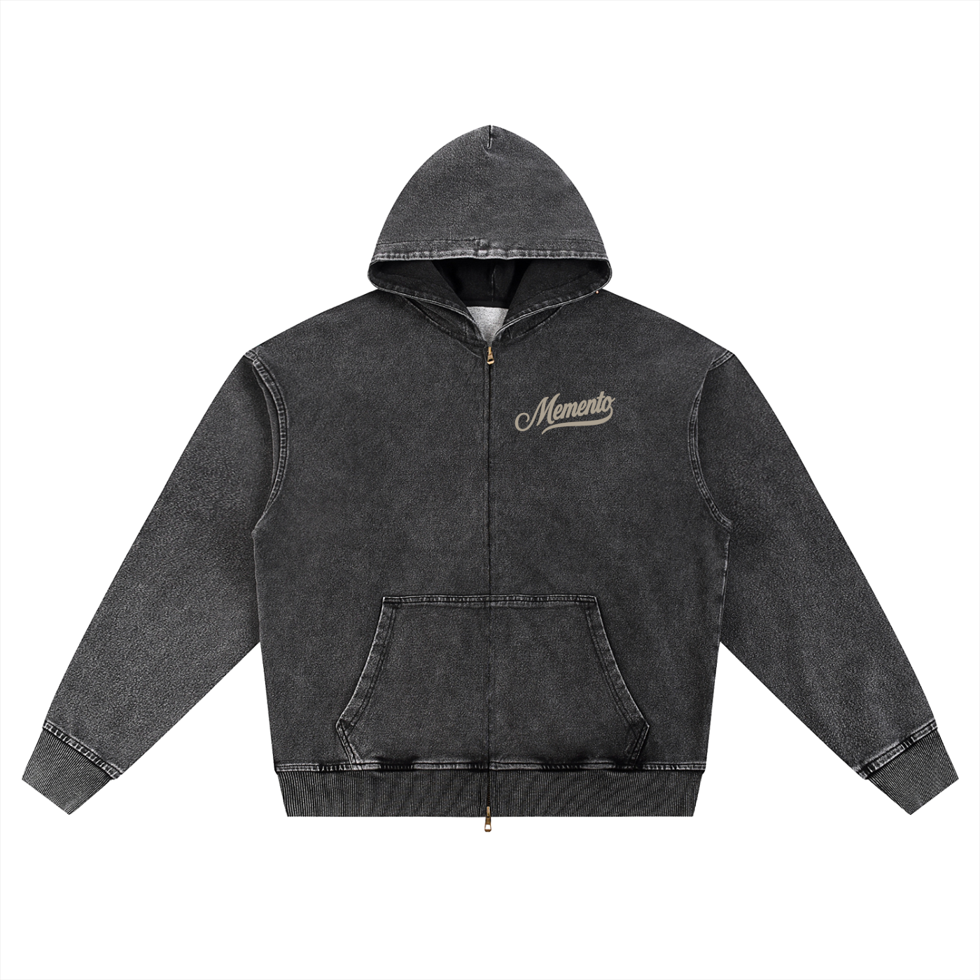 Snow Wash Oversized Zip-Up Hoodie - Memento Mori Clothing