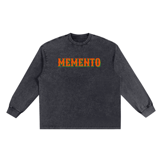 "CHIEF" Snow Washed Oversize Long Sleeve T-shirt - Memento Mori Clothing