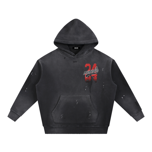 Vintage Washed Frayed Fleece Hoodie