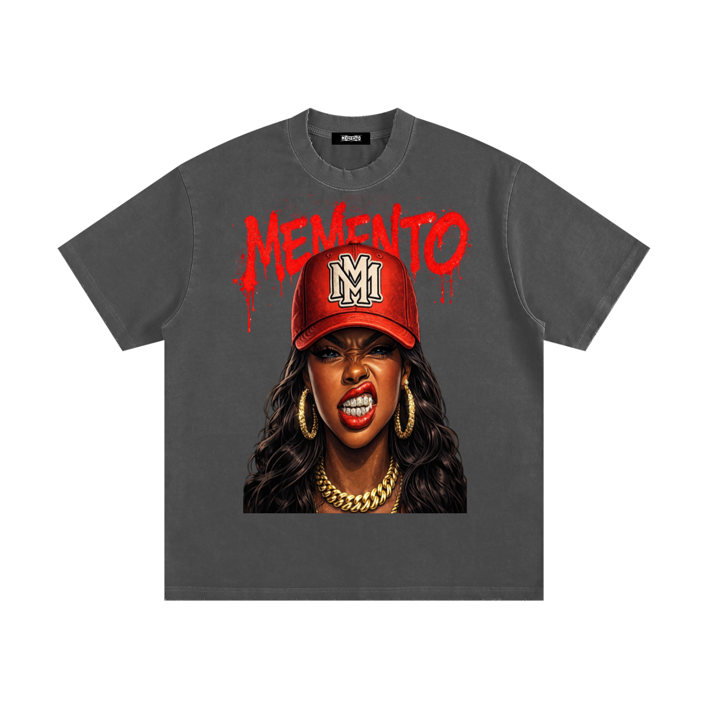 Gangsta Grillz Heavyweight Vintage Washed Frayed T-Shirt - Memento Mori Clothing