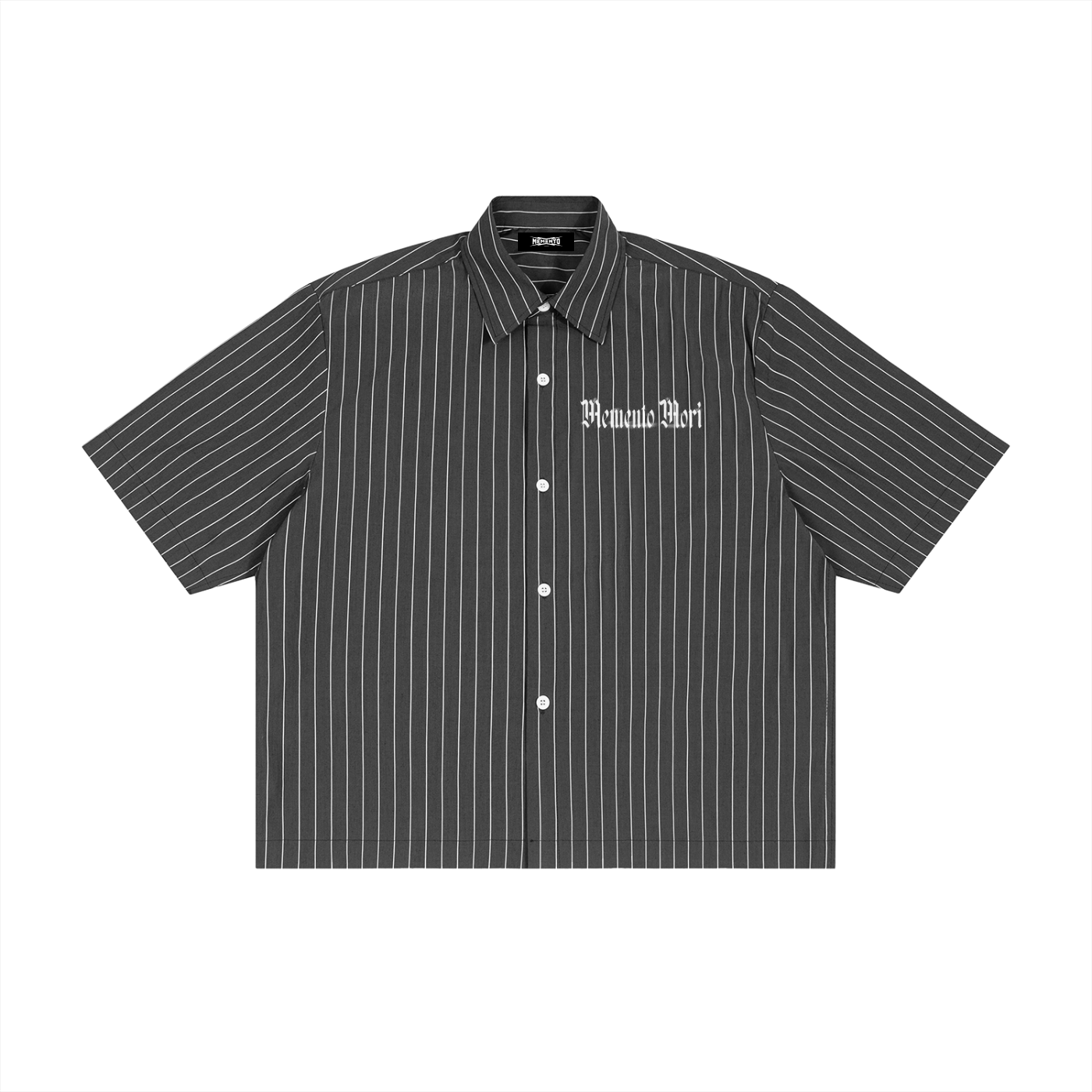 Unisex Striped Boxy Button-Up Shirt - Memento Mori Clothing