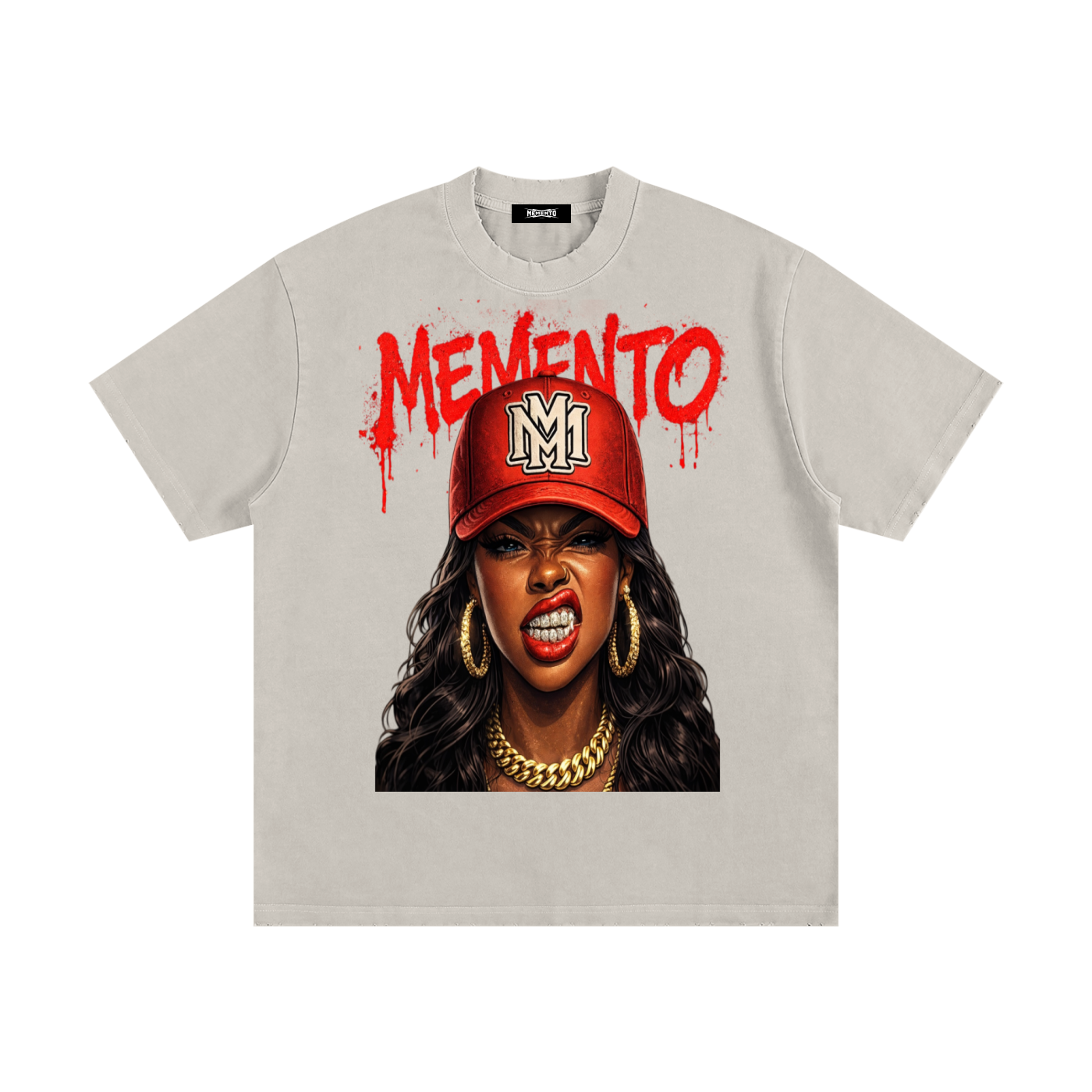 Gangsta Grillz Heavyweight Vintage Washed Frayed T-Shirt - Memento Mori Clothing
