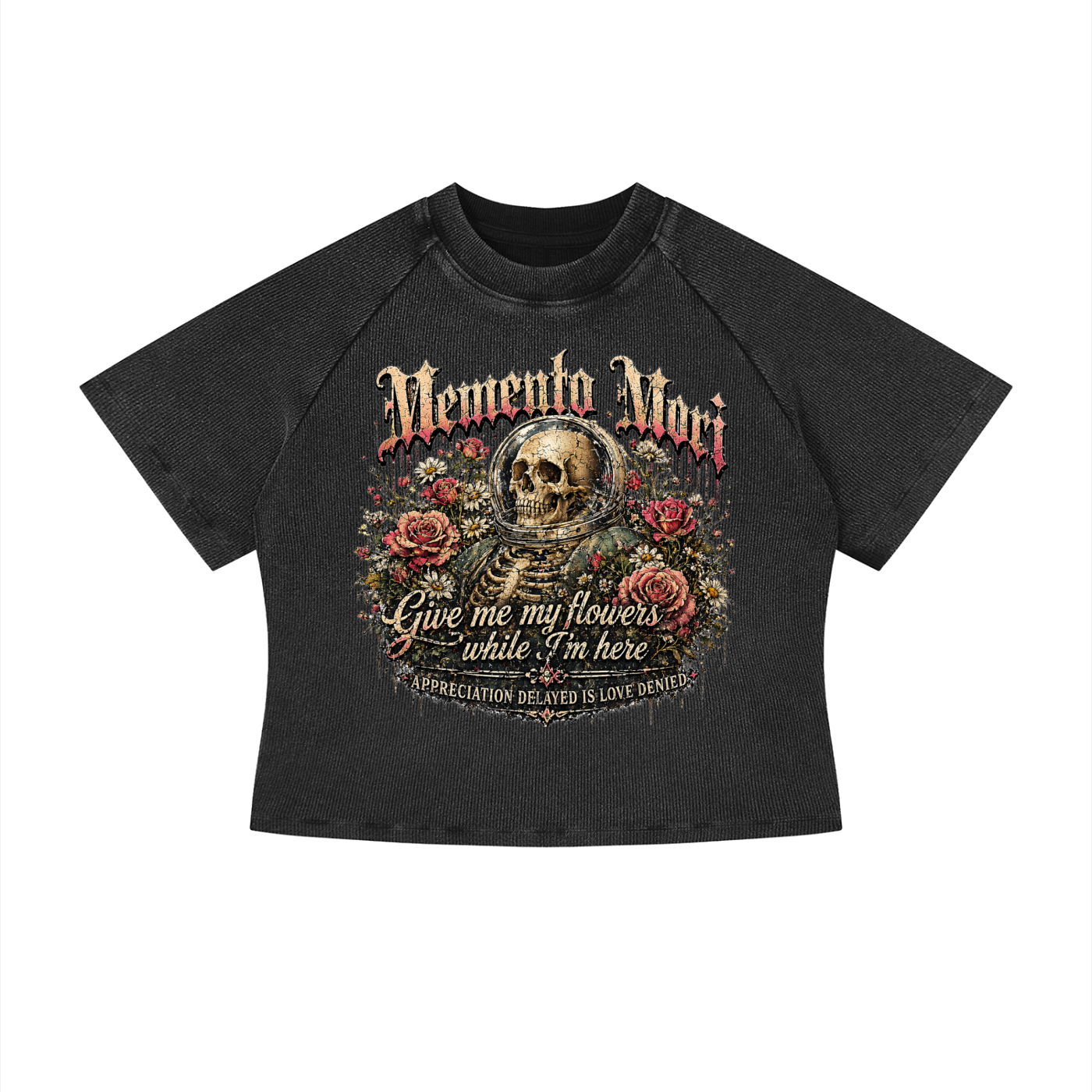 Women's Mineral Wash Crop T-Shirt - Memento Mori Clothing
