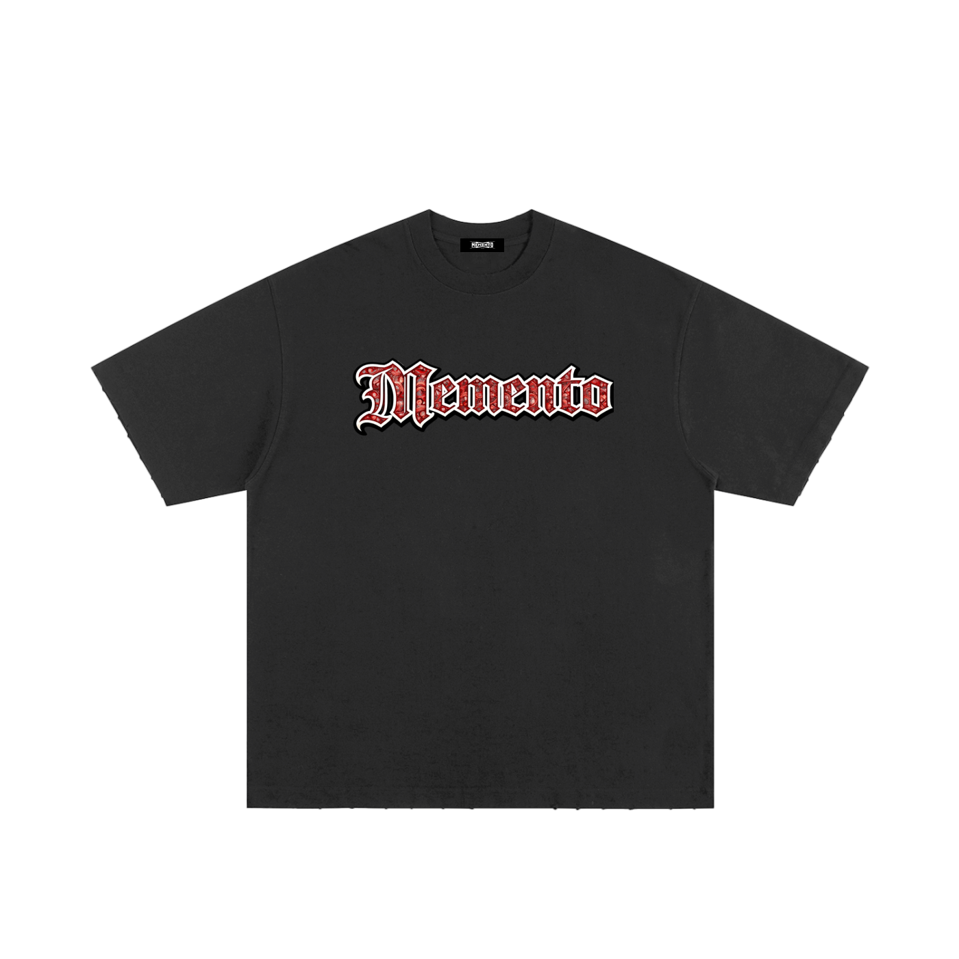 Red Paisley Logo Heavyweight Hand-frayed T-Shirt - Memento Mori Clothing