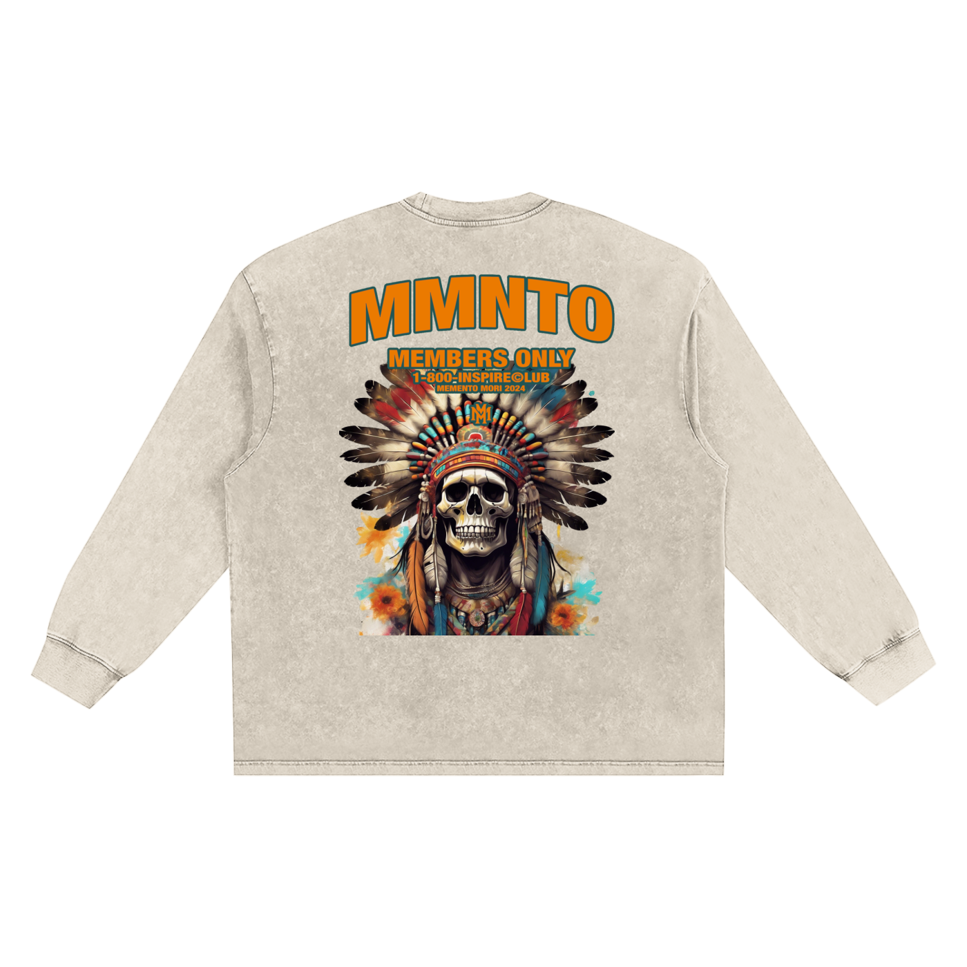 "CHIEF" Snow Washed Oversize Long Sleeve T-shirt - Memento Mori Clothing