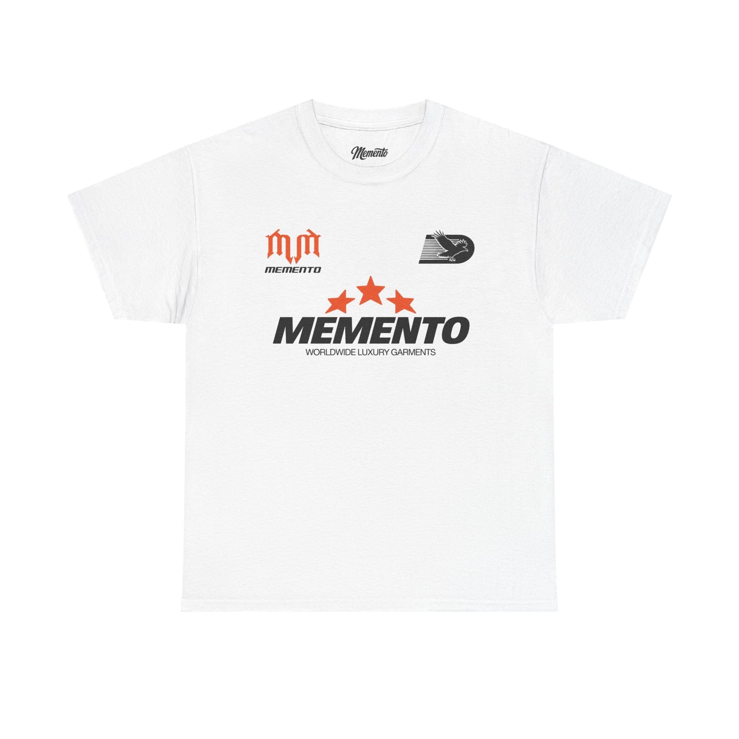 Memento Graphic Tee — Bold 3-Star Logo Cotton T-Shirt