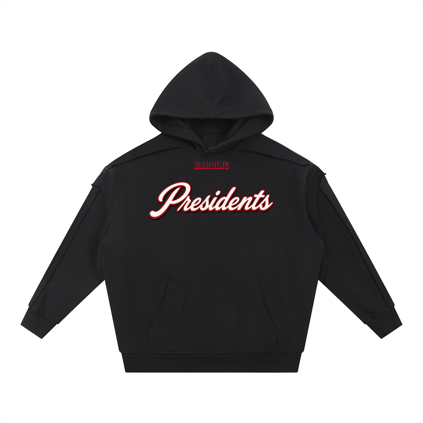 Contrast Tape Raw Edge Double Layered Hoodie - Memento Mori Clothing