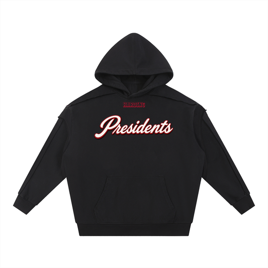 Contrast Tape Raw Edge Double Layered Hoodie - Memento Mori Clothing