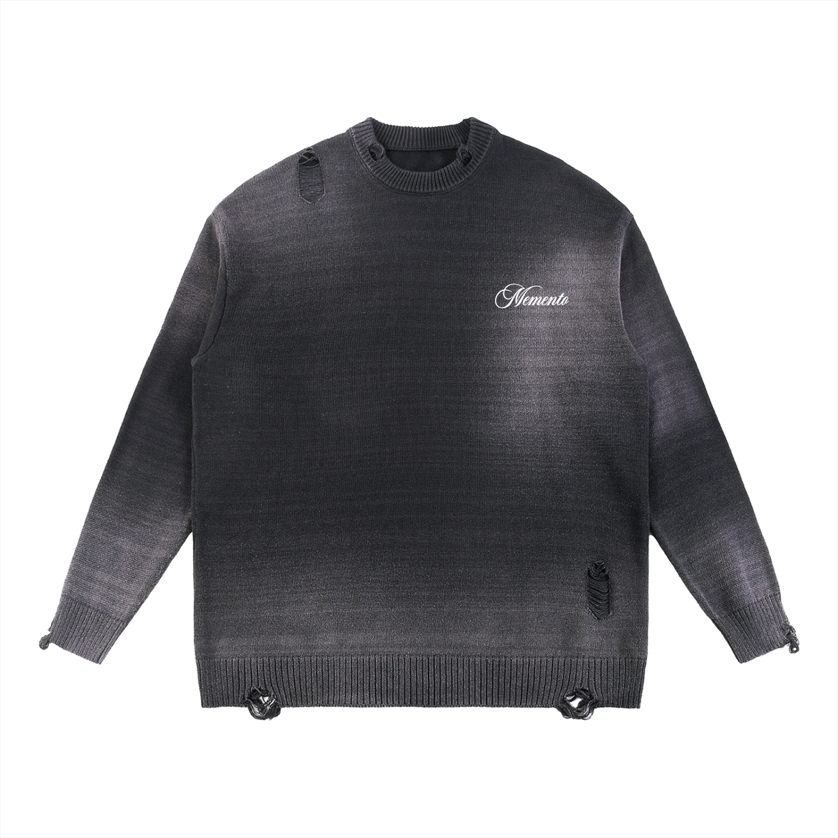 Memento Sun Fade Distressed Ripped Crewneck sweater