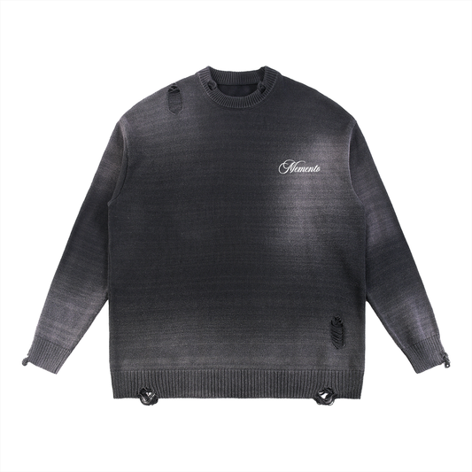 Memento Sun Fade Distressed Ripped Crewneck sweater