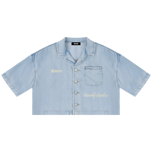 Women's Vintage Wash Boxy Cropped Shirt - Memento Mori Clothing