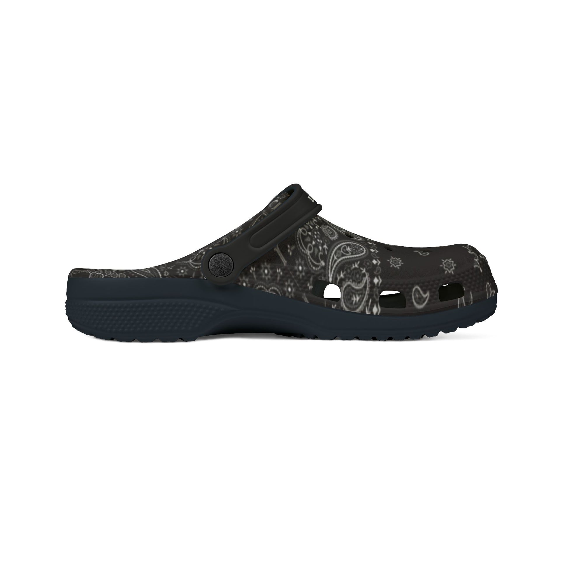 Black Paisley EVA Foam Rubber Shoes - Memento Mori Clothing