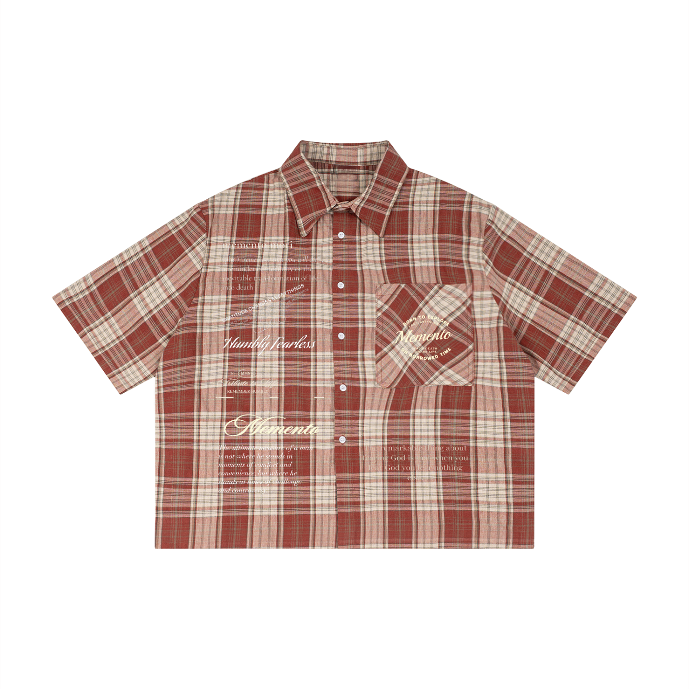 Unisex Plaid Boxy Short Sleeve Shirt - Memento Mori Clothing