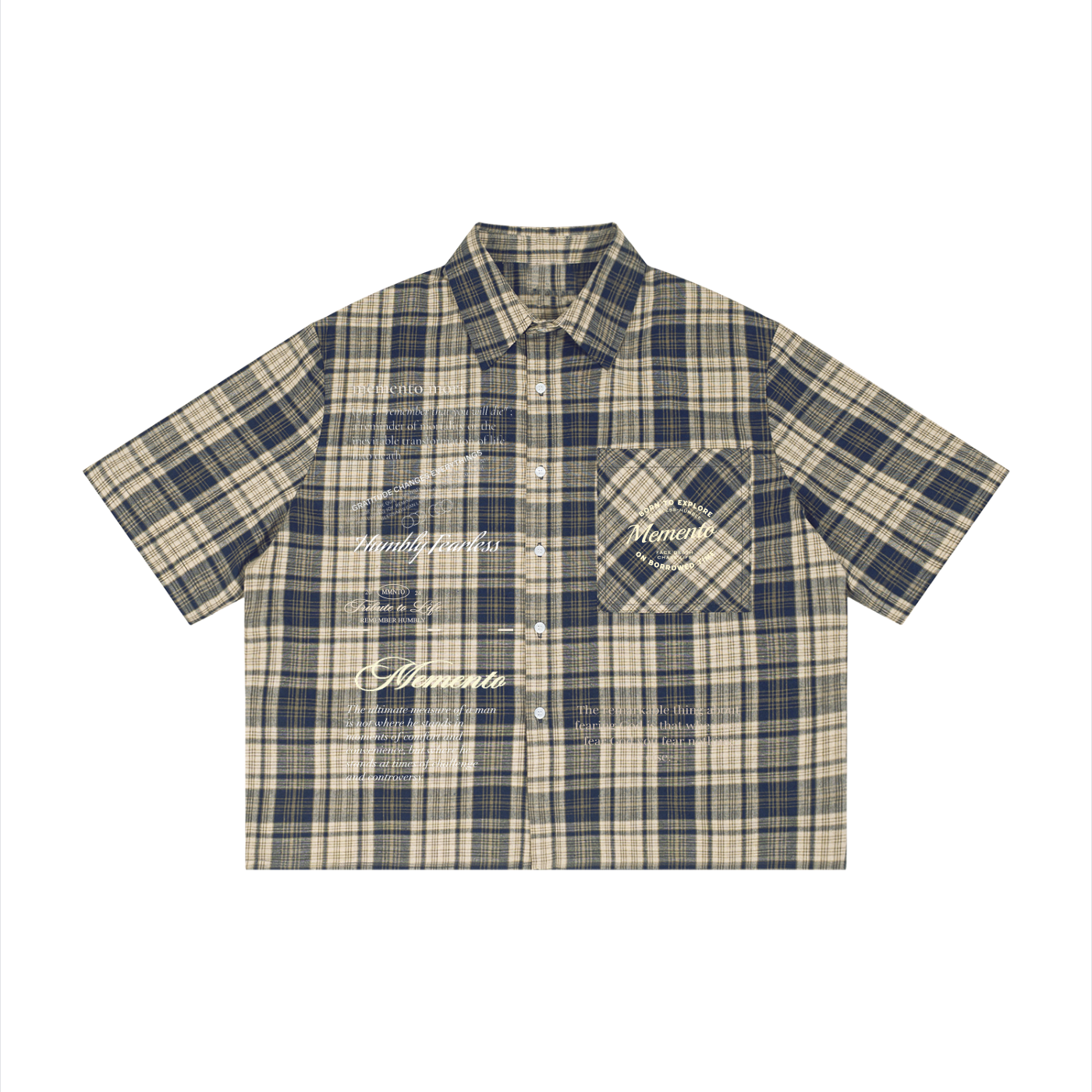 Unisex Plaid Boxy Short Sleeve Shirt - Memento Mori Clothing