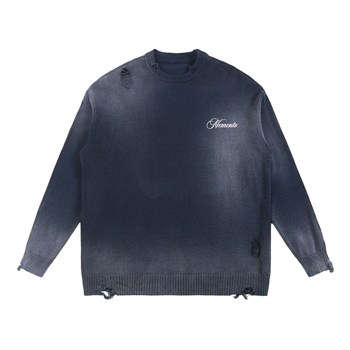Memento Sun Fade Distressed Ripped Crewneck sweater