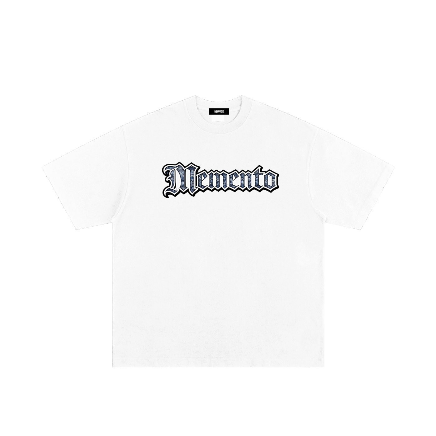 Blue Paisley Logo Heavyweight Hand-frayed T-Shirt - Memento Mori Clothing