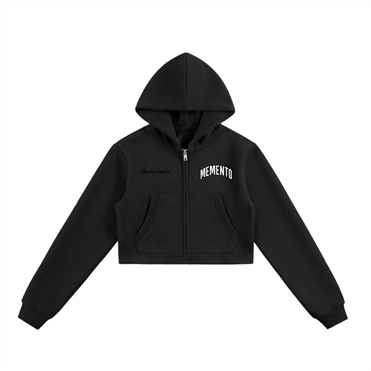 MMC Essential Cropped Zip-Up Hoodie - Memento Mori Clothing