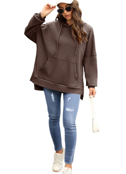 Women's Knit Fleece Lined High/Low Oversized Hoodie - Memento Mori Clothing