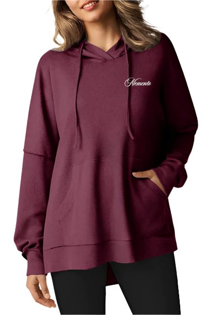 Women's Knit Fleece Lined High/Low Oversized Hoodie - Memento Mori Clothing