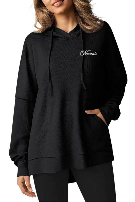 Women's Knit Fleece Lined High/Low Oversized Hoodie - Memento Mori Clothing