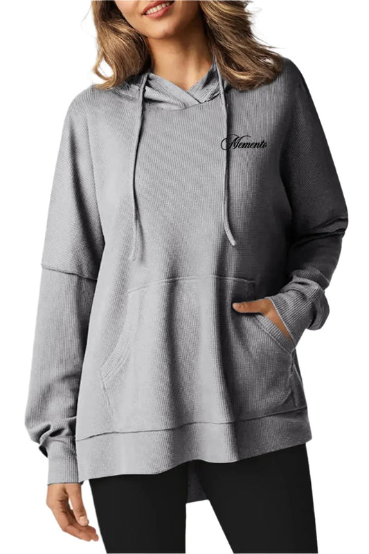 Women's Knit Fleece Lined High/Low Oversized Hoodie - Memento Mori Clothing
