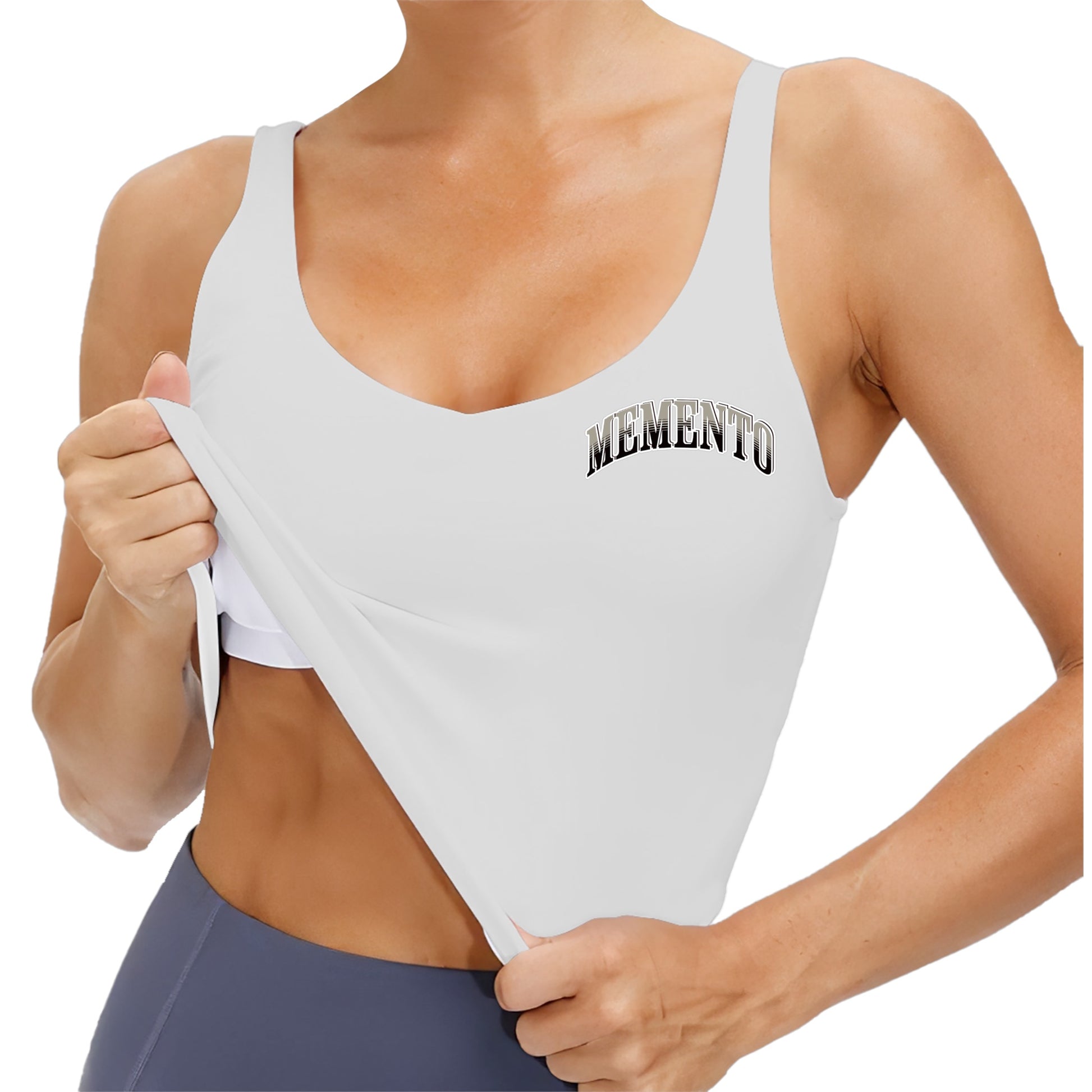 Memento (White/Black) Polyester Sports Bra – Comfortable Activewear for Women, Fitness Enthusiasts, and Everyday Use - Memento Mori Clothing