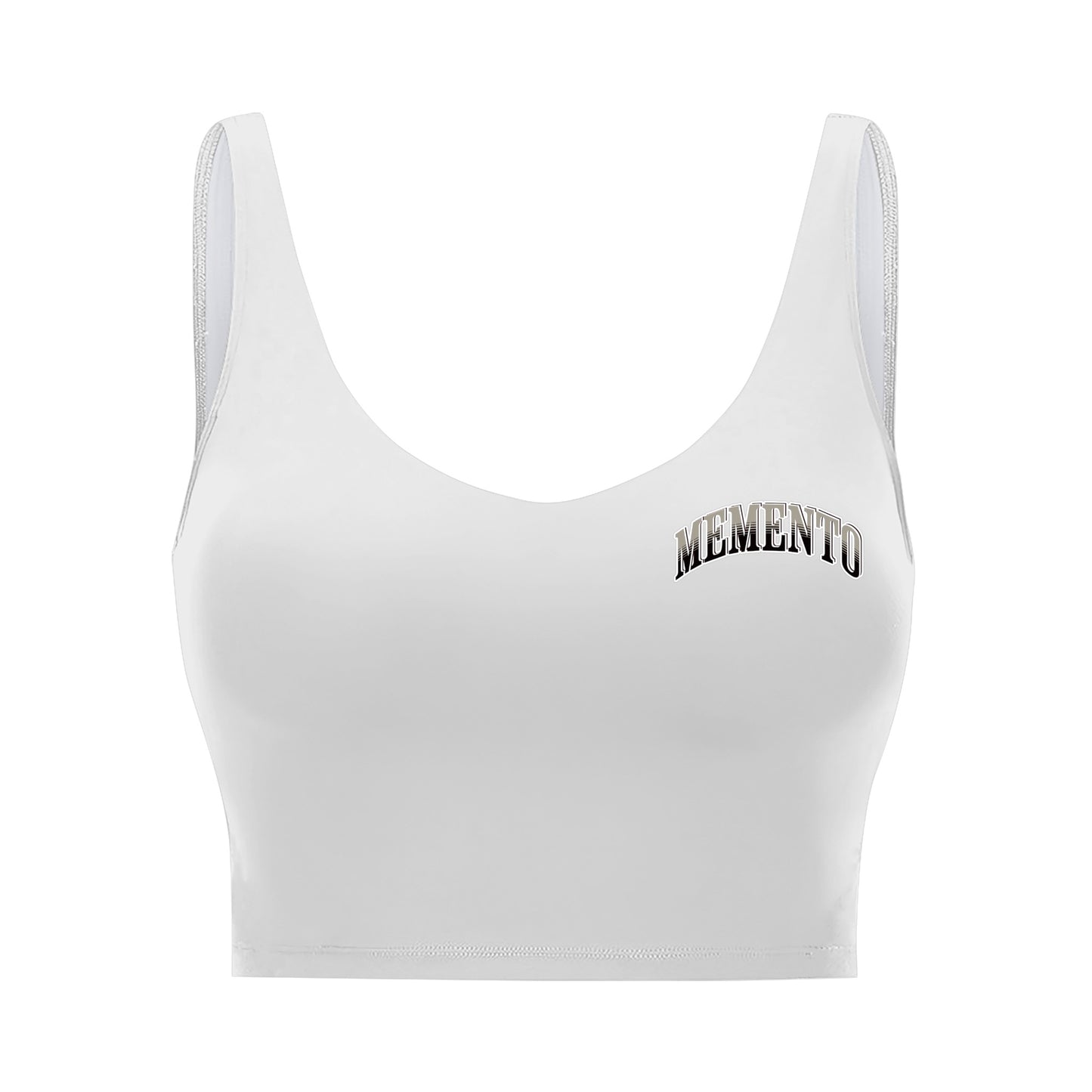 Memento (White/Black) Polyester Sports Bra – Comfortable Activewear for Women, Fitness Enthusiasts, and Everyday Use - Memento Mori Clothing