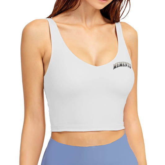 Memento (White/Black) Polyester Sports Bra – Comfortable Activewear for Women, Fitness Enthusiasts, and Everyday Use - Memento Mori Clothing
