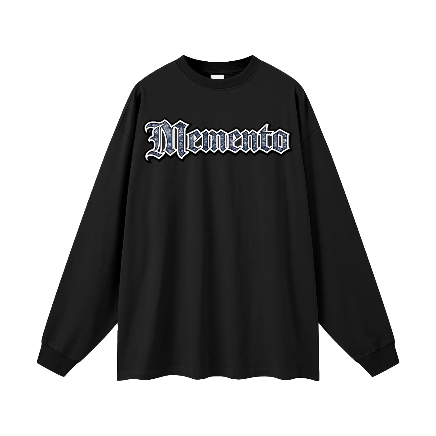 Blue Paisley Logo Oversized Unisex Long Sleeve T-Shirt - Memento Mori Clothing