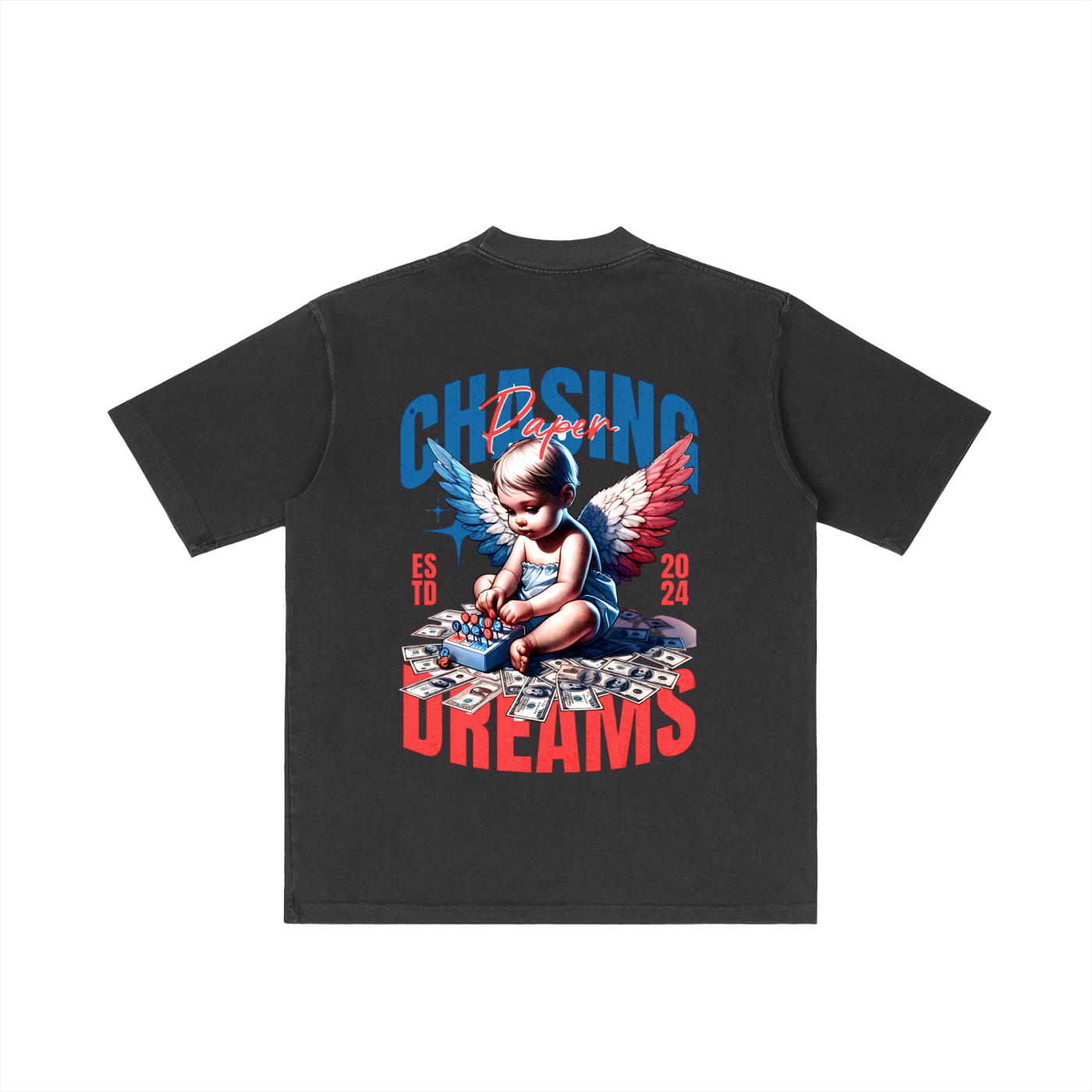 Paper Chasing Vintage Wash Drop Shoulder T-shirt - Memento Mori Clothing