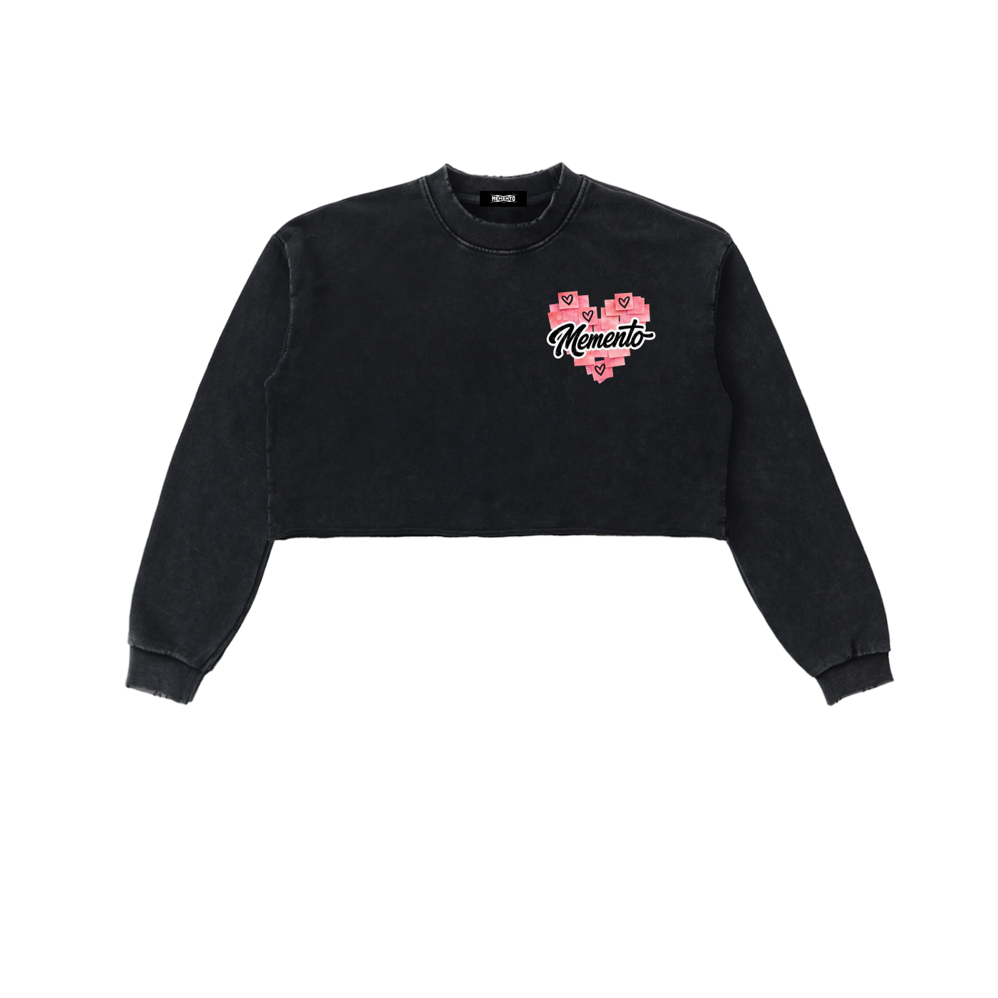 Love Me Snow Washed Raw Edge Cropped Sweatshirt