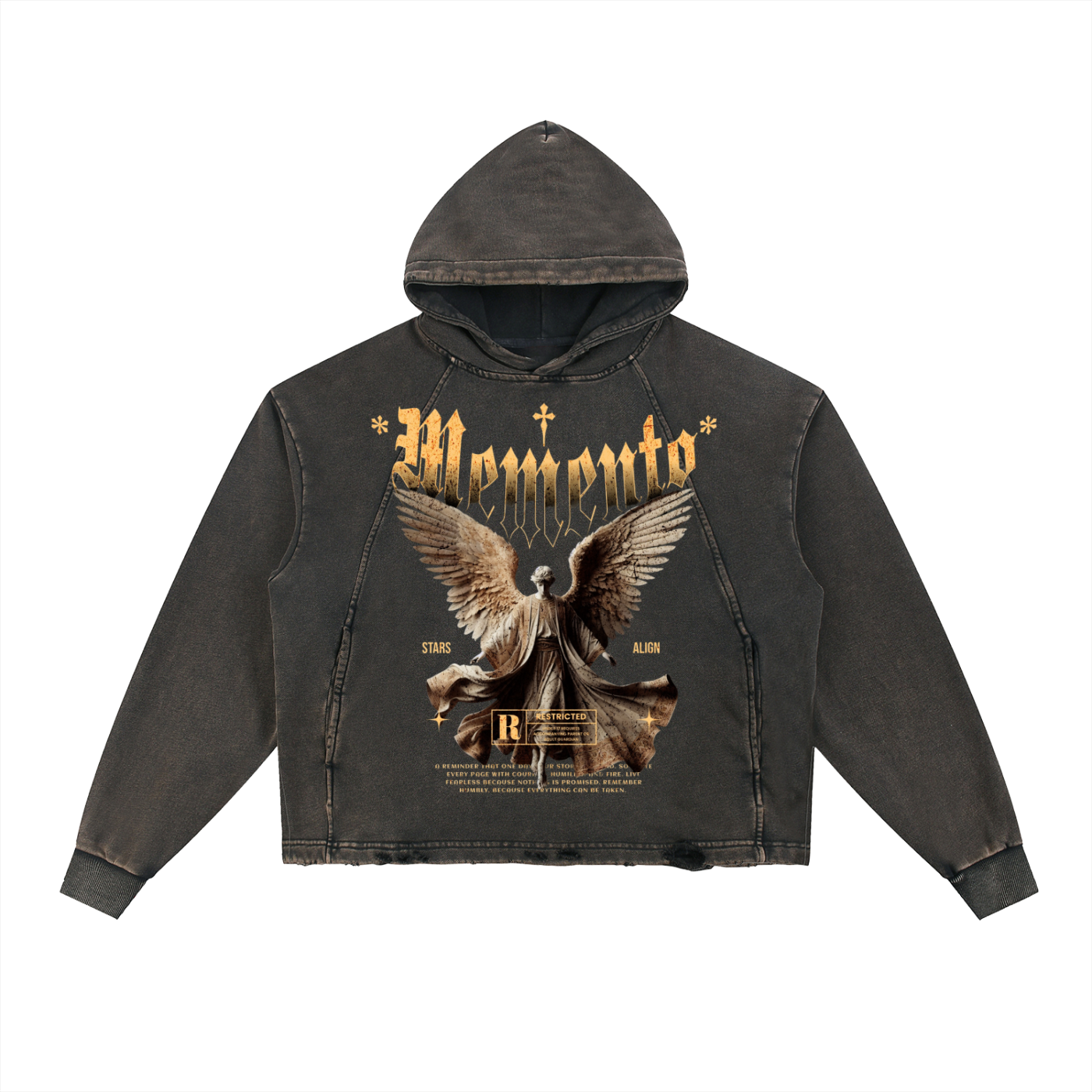 Vintage Washed Frayed-Hem Hoodie